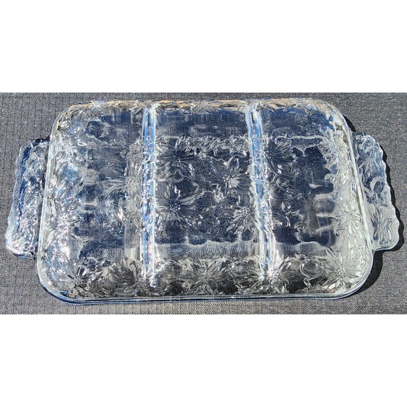 Princess House Fantasia Divided Relish Dish~ Serving Tray~ Floral Pattern~ EUC - Picture 2 of 2